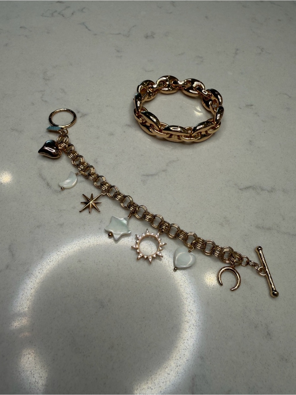 Gold Charm Bracelet Set